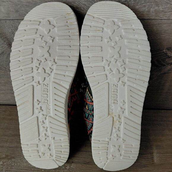 Hey Dude Shoes Womens 9 Wendy Bayside Black Aztec Southwestern Slip On Loafers - Picture 8 of 9